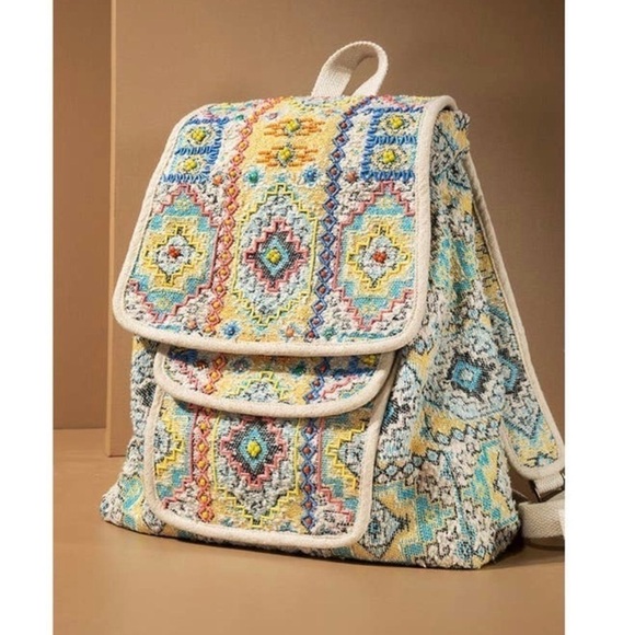 Monet Handmade Embroidered Large Boho Backpack with Tassels New with Tags main image 10